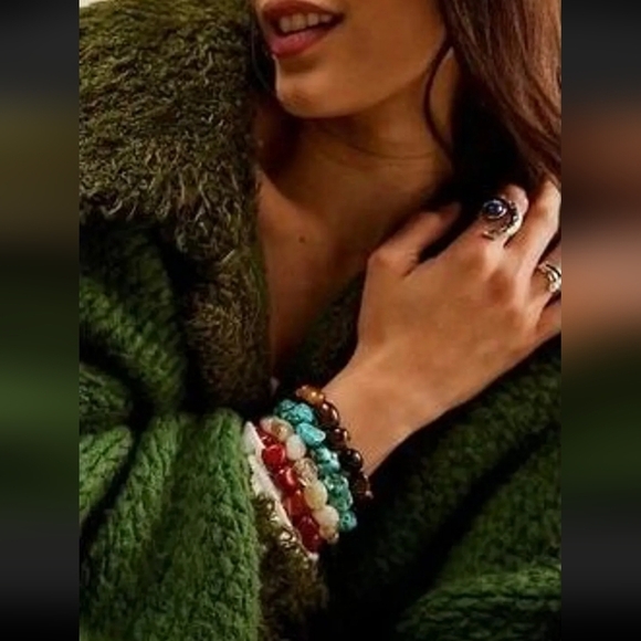 FREE PEOPLE,  Crystal Stretch Energy Stone Bracelets, Set of 2 - NEW! - Picture 5 of 11